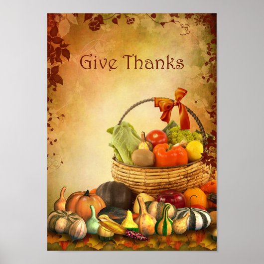 Thanksgiving, mand met Poster van de herfstoogst (Voorkant)