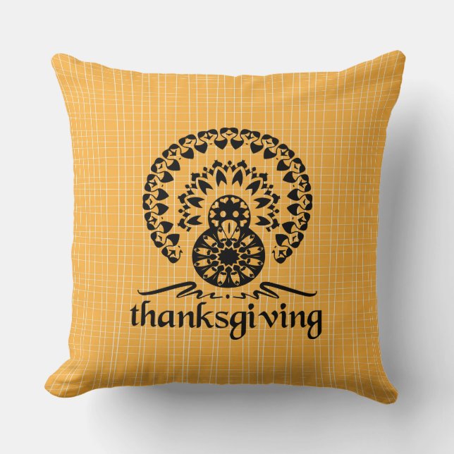 Thanksgiving Mandala Turkije Boho Folk Art Kussen (Voorkant)