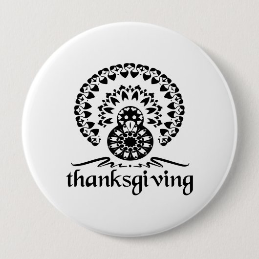 Thanksgiving Mandala Turkije Boho Folk Art Ronde Button 4,0 Cm (Voorkant)