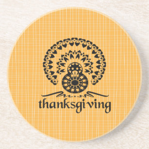 Thanksgiving Mandala Turkije Boho Folk Art Zandsteen Onderzetter