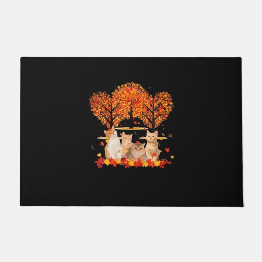 Thanksgiving Maple Cat Heart Shape Tree Leaf Deurmat (Voorkant)