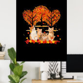 Thanksgiving Maple Cat Heart Shape Tree Leaf Poster (Thuiskantoor)