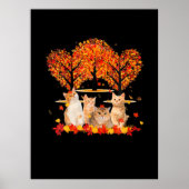 Thanksgiving Maple Cat Heart Shape Tree Leaf Poster (Voorkant)