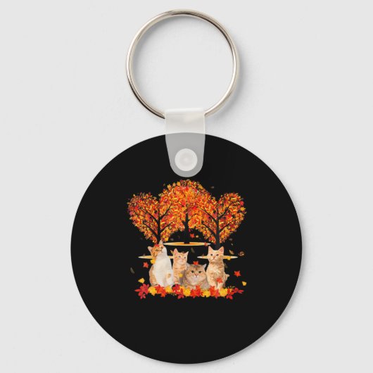Thanksgiving Maple Cat Heart Shape Tree Leaf Sleutelhanger (Voorkant)
