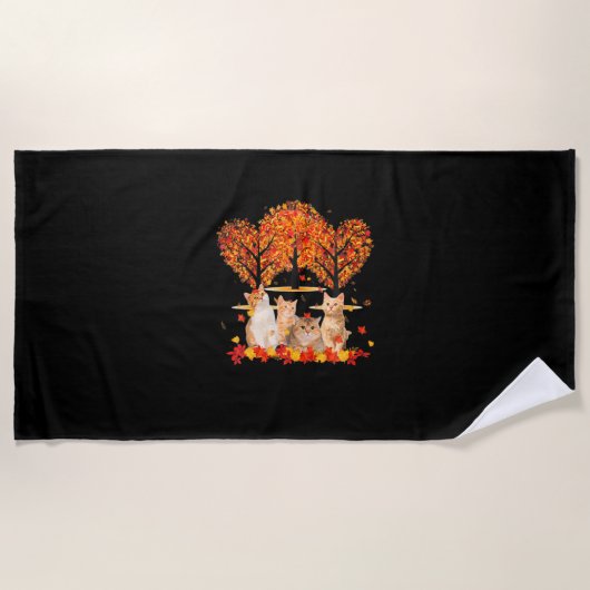Thanksgiving Maple Cat Heart Shape Tree Leaf Strandlaken (Voorkant)