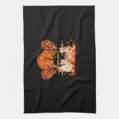 Thanksgiving Maple Cat Heart Shape Tree Leaf Theedoek (Verticaal)