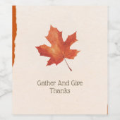 Thanksgiving Maple Leaf Wijnetiket Wijn Etiket (Enkel label)