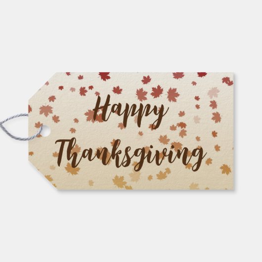 Thanksgiving Maple Leaves Cadeaulabel (Achterkant Horizontaal)