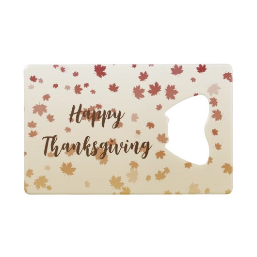 Thanksgiving Maple Leaves Creditkaart Flessenopener (Voorkant (Horizontaal))
