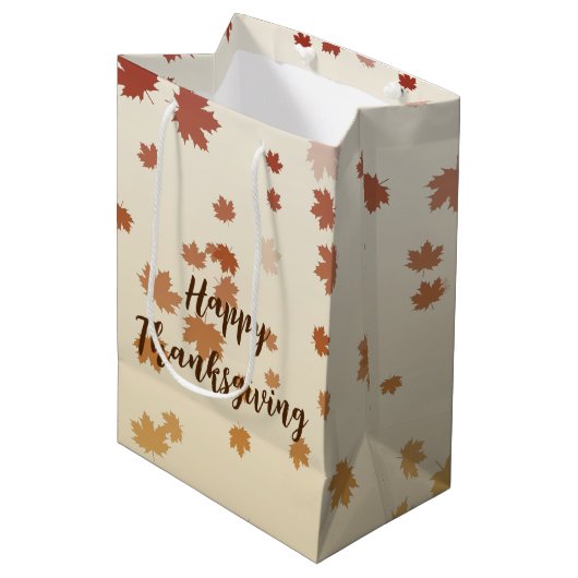 Thanksgiving Maple Leaves Medium Cadeauzakje (Voorkant Gekanteld)