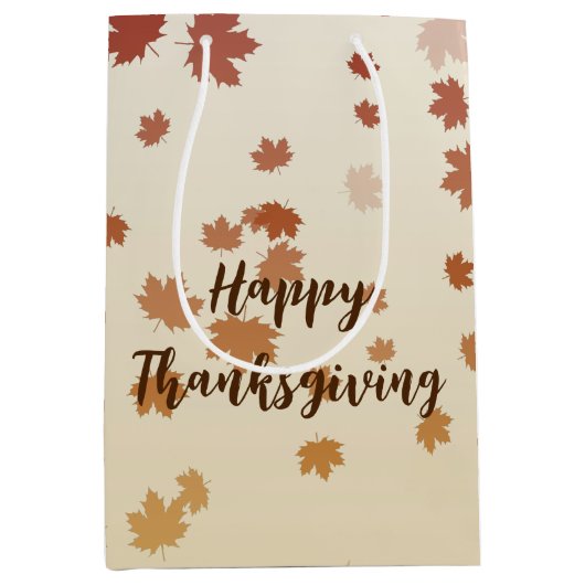 Thanksgiving Maple Leaves Medium Cadeauzakje (Voorkant)