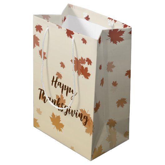 Thanksgiving Maple Leaves Medium Cadeauzakje (Achterkant Gekanteld)