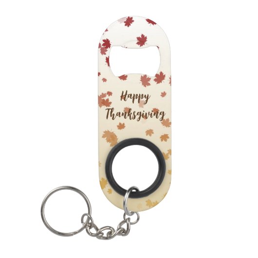Thanksgiving Maple Leaves Mini Flessenopener (Voorkant)
