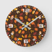 Thanksgiving Maple Leaves Pattern Ronde Klok (Voorkant)