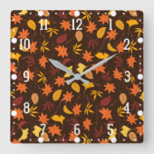Thanksgiving Maple Leaves Pattern Vierkante Klok (Voorkant)