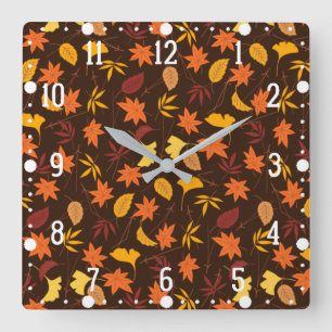 Thanksgiving Maple Leaves Pattern Vierkante Klok