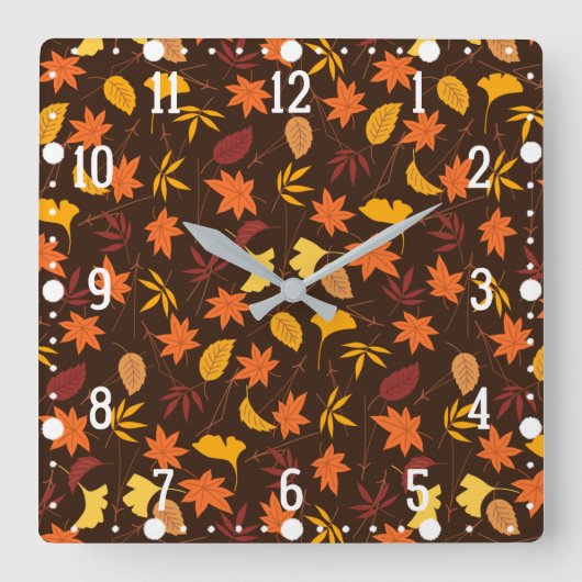 Thanksgiving Maple Leaves Pattern Vierkante Klok (Voorkant)