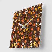Thanksgiving Maple Leaves Pattern Vierkante Klok (Hoek)