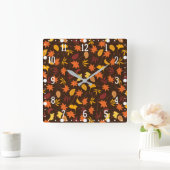 Thanksgiving Maple Leaves Pattern Vierkante Klok (Huis)