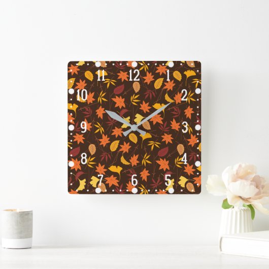 Thanksgiving Maple Leaves Pattern Vierkante Klok (Huis)