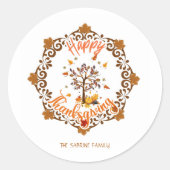 Thanksgiving Maple verlaat lijst in de herfst Ronde Sticker (Voorkant)