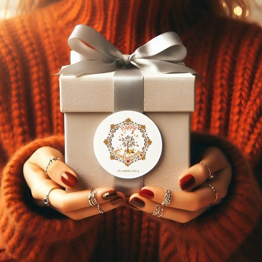 Thanksgiving Maple verlaat lijst in de herfst Ronde Sticker