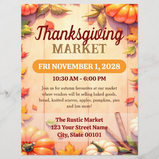 Thanksgiving Market Autumn Event Flyer Template (Voorkant)
