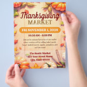 Thanksgiving Markt Herfst Evenement Flyer Sjabloon (Hand)