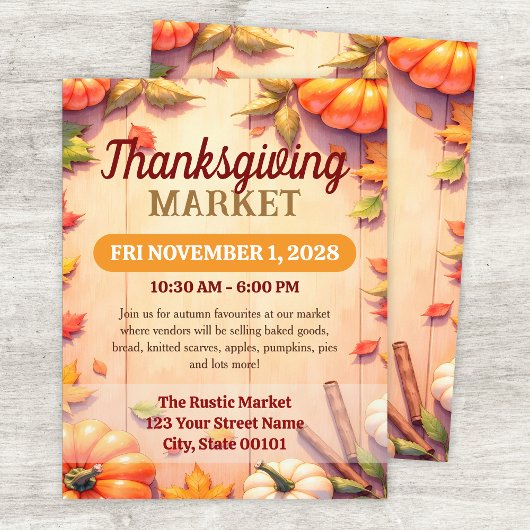 Thanksgiving Markt Herfst Evenement Flyer Sjabloon