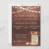 Thanksgiving Mason Jar Lights Wood Rustic Kaart (Voorkant)