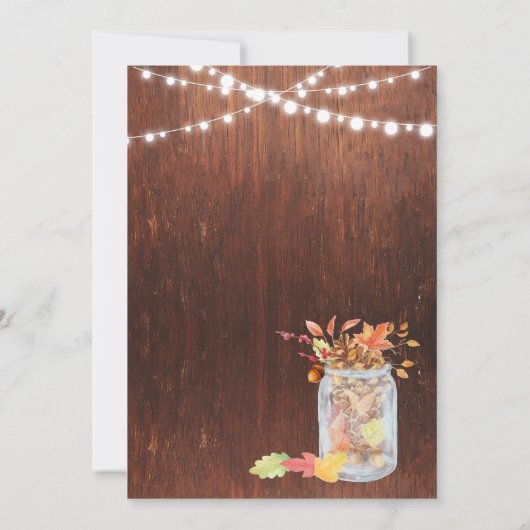 Thanksgiving Mason Jar Lights Wood Rustic Kaart (Achterkant)
