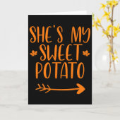 Thanksgiving Matching Couples She's My Sweet Potat Kaart (Gele Bloem)