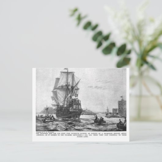Thanksgiving Mayflower-schip ( Briefkaart ) (Staand voorkant)