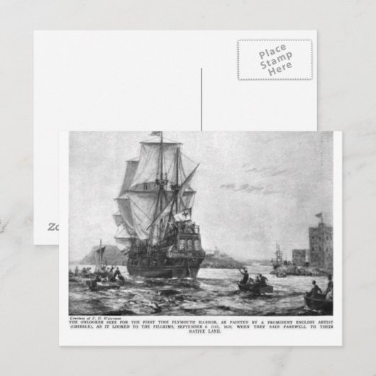 Thanksgiving Mayflower-schip ( Briefkaart ) (Voorkant / Achterkant)