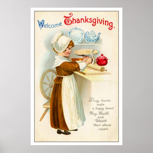  Thanksgiving meisje dat het Poster van Pie maakt (Voorkant)