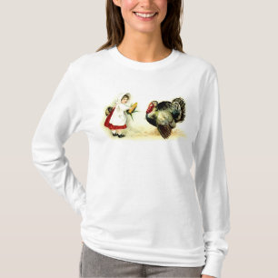 Thanksgiving meisje dat Turkije het Shirt geeft