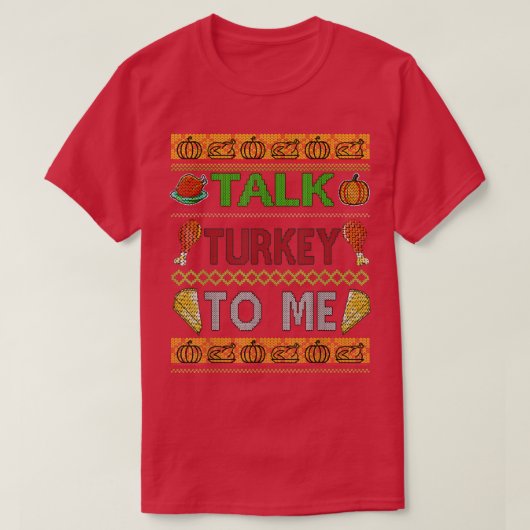 Thanksgiving Mens Ugly Sweater Design Talk Turkey T-shirt (Design voorkant)