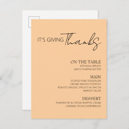 Thanksgiving Menu (Voorkant / Achterkant)