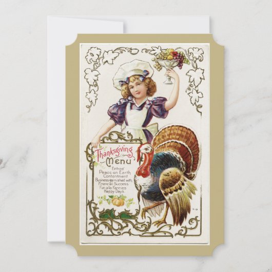  Thanksgiving Menu en meisjesuitnodigingen Kaart (Voorkant)