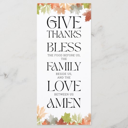 Thanksgiving Menu Kaart Herfstbladeren Tafeldecor (Achterkant)