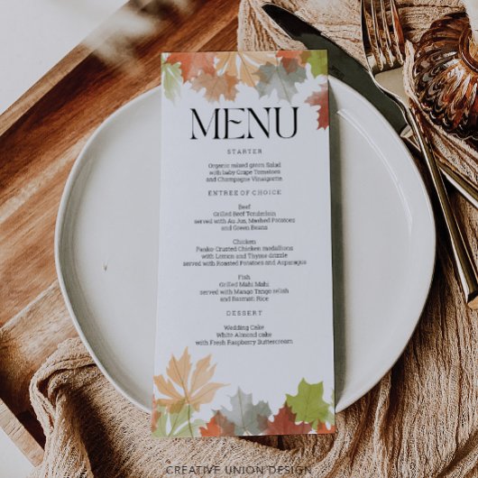 Thanksgiving Menu Kaart Herfstbladeren Tafeldecor