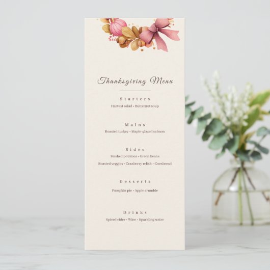 Thanksgiving Menu Kaart – Herfstkrans, bewerkbare  (Staand voorkant)