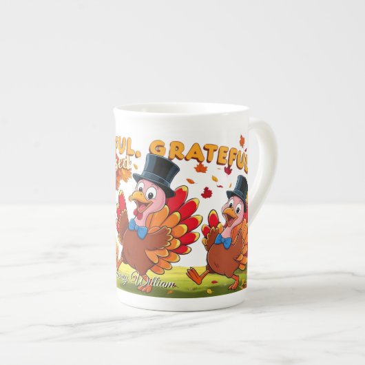 Thanksgiving met dankbaarheidscitaten porselein kop (Voorkant rechts)