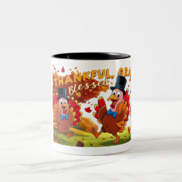 Thanksgiving met dankbaarheidscitaten tweekleurige koffiemok