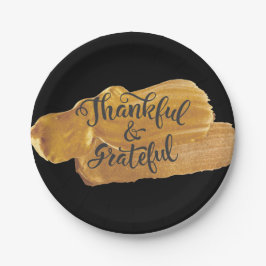 Thanksgiving met dankbare en grateful Faux Gold Pa Papieren Bordje