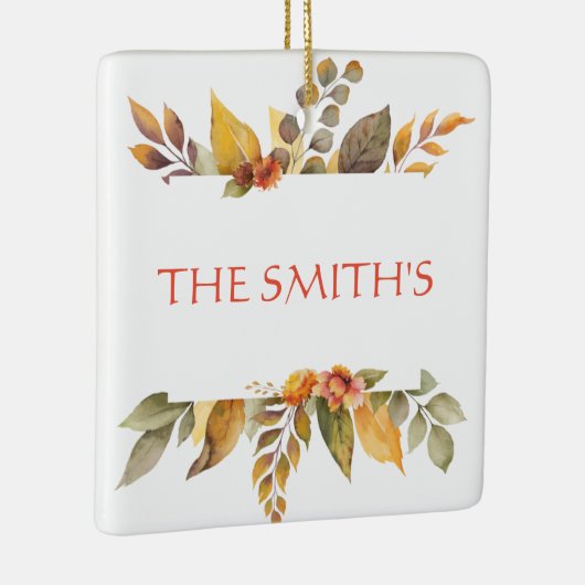 Thanksgiving met dankbare gebluste naam keramisch ornament (Rechts)