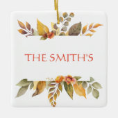 Thanksgiving met dankbare gebluste naam keramisch ornament (Voorkant)