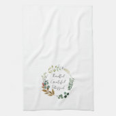 Thanksgiving met dankbare gebluste val zonder gren theedoek (Verticaal)