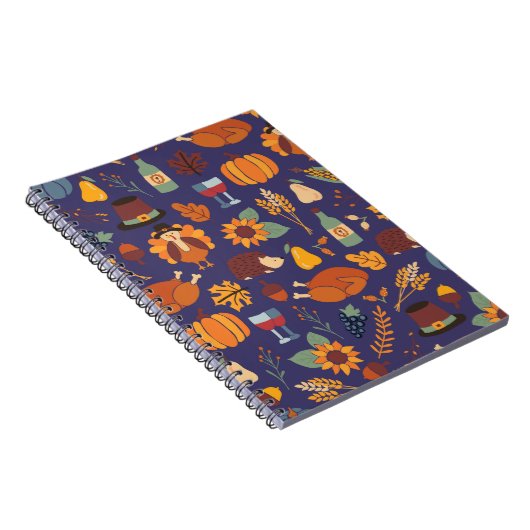 Thanksgiving met een naadloos  patroon met notitieboek (Rechterzijde)