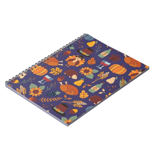 Thanksgiving met een naadloos  patroon met notitieboek (Linkerzijde)